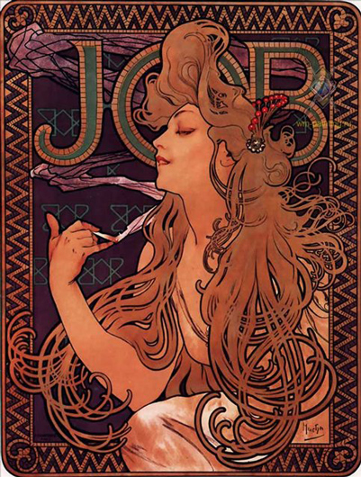 Альфонс Муха. Реклама папиросной бумаги JOB. Литография. 1896