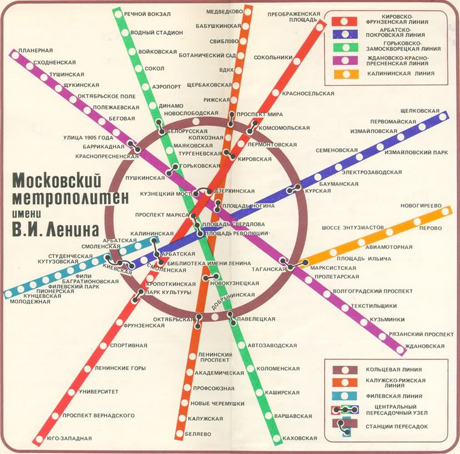 Схема Московского метрополитена им. В.И. Ленина, 1980 г.